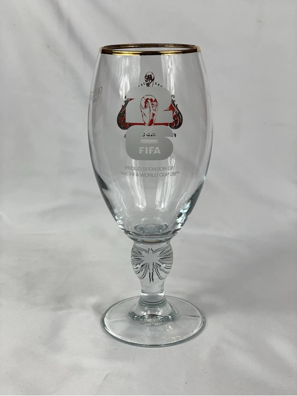 Stella Artois Gold-Rimmed Goblet with Red Logo - Picture 2 of 2